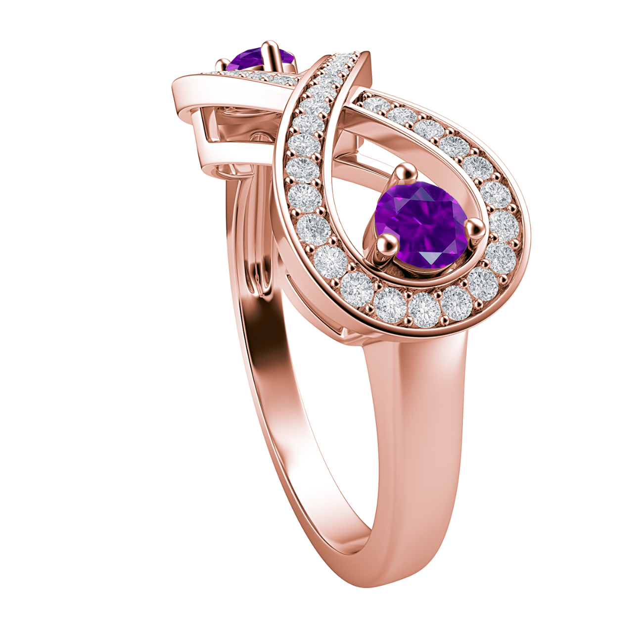 NEVERENDING LOVE 10K Rose Gold Two Stone Amethyst & Diamond Accent Infinity Ring