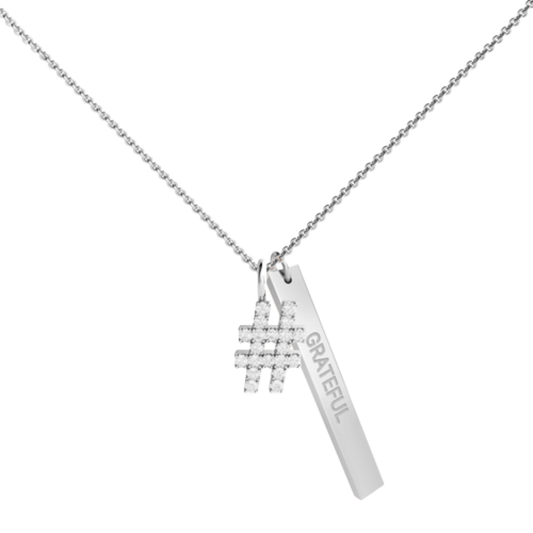 Metal & Diamond Hashtag Pendant