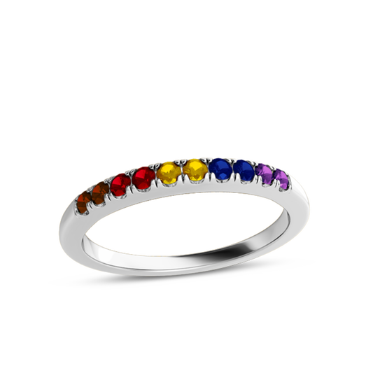 Birthstone, Rainbow & Diamond Petite Band